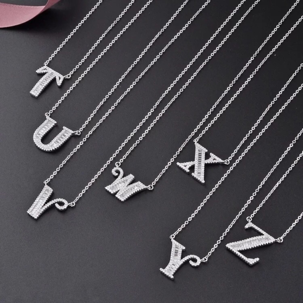 925 Stamped Sterling Silver Letter Necklace - Picture 6 of 8